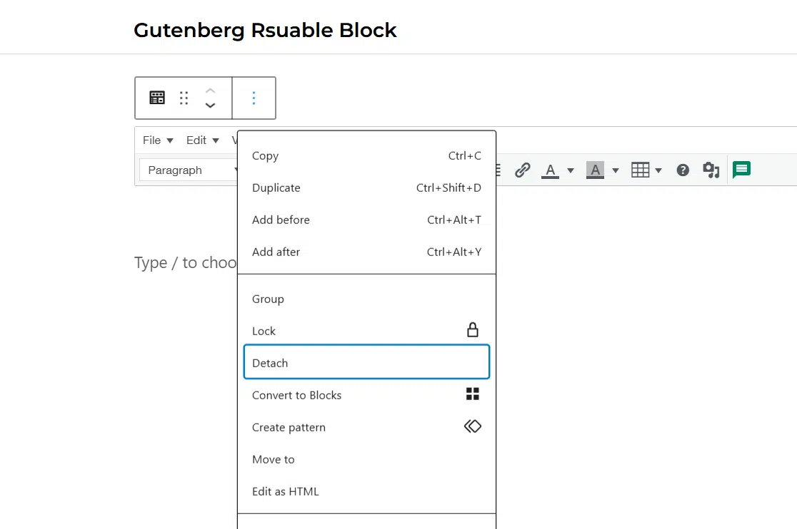 Converting Reusable Blocks